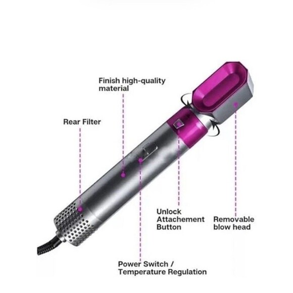 5-in-1 Premium Hair Protection w/Anti-static Effect Hot Air Styler -5+1 - Picture 4 of 5